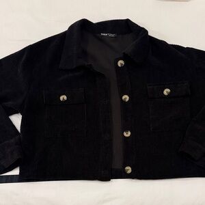 SHEIN Black Corduroy Cropped Jacket